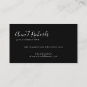 handgeschriebenes Monogramm schwarz Visitenkarte (Rückseite)