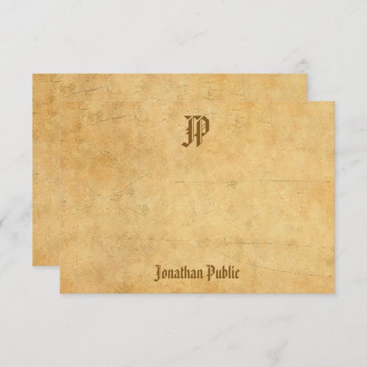 Handgeschriebenes Monogramm Vintag Nostalgisches D Mitteilungskarte (Vorne/Hinten)