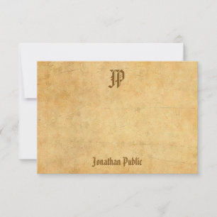 Handgeschriebenes Monogramm Vintag Nostalgisches D Mitteilungskarte