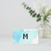 Handgeschriebenes Monogramm | Wasserfarbe Visitenkarte (Stehend Vorderseite)