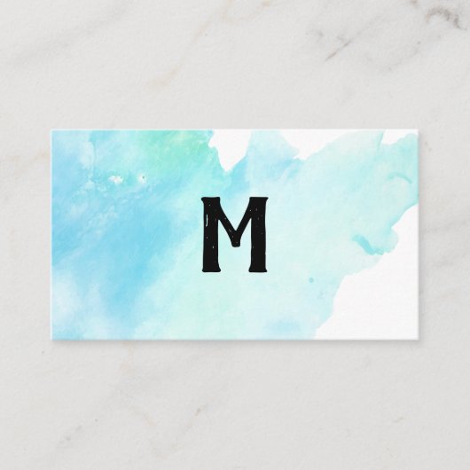 Handgeschriebenes Monogramm | Wasserfarbe Visitenkarte (Vorderseite)