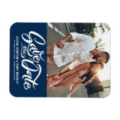 Handgeschriebenes Navy Blue Foto Save the Date Magnet (Horizontal)