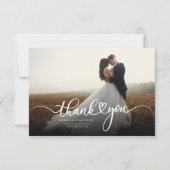 Handgeschriebenes Newlyweds Modernes Foto Dankeskarte (Vorderseite)