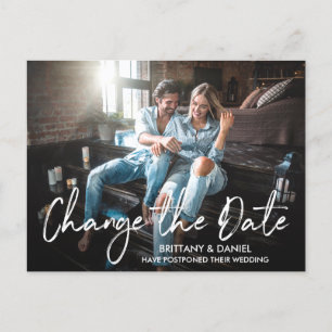 Handgeschriebenes Pinselskript ändern das Date-Fot Postkarte