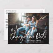 Handgeschriebenes Pinselskript ändern das Date-Fot Postkarte (Vorne/Hinten)