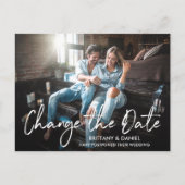 Handgeschriebenes Pinselskript ändern das Date-Fot Postkarte (Vorderseite)