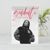 Handgeschriebenes Red Brush Script 4 Foto Abschlus Ankündigung (Stehend Vorderseite)