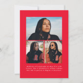 Handgeschriebenes Red Brush Script 4 Foto Abschlus Ankündigung (Rückseite)