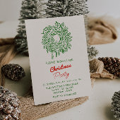 Handgeschriebenes Red Green Weihnachtskranz-Party Einladung