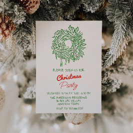 Handgeschriebenes Red Green Weihnachtskranz-Party Einladung