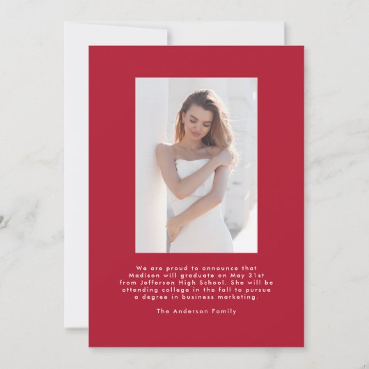 Handgeschriebenes Red Script 2 Foto Abschluss Ankündigung (Rückseite)