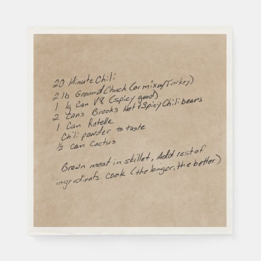 Handgeschriebenes Rezept Family - Benutzerdefinier Serviette (Vorderseite)