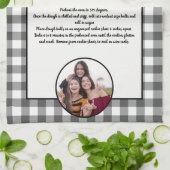 Handgeschriebenes Rezept Grau Kariertes Foto Geschirrtuch (Gefaltet)