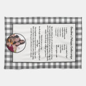 Handgeschriebenes Rezept Grau Kariertes Foto Geschirrtuch (Horizontal)
