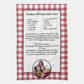 Handgeschriebenes Rezept Keepake Burgundy Karierte Geschirrtuch (Vertikal)