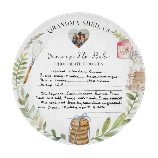 Handgeschriebenes Rezept Keepake Schneidebrett (Vorderseite)