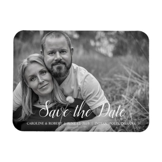 Handgeschriebenes Romantisches Skript-Foto Save th Magnet (Horizontal)