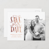 Handgeschriebenes Rose Gold Foto Save the Date Postkarte (Vorne/Hinten)