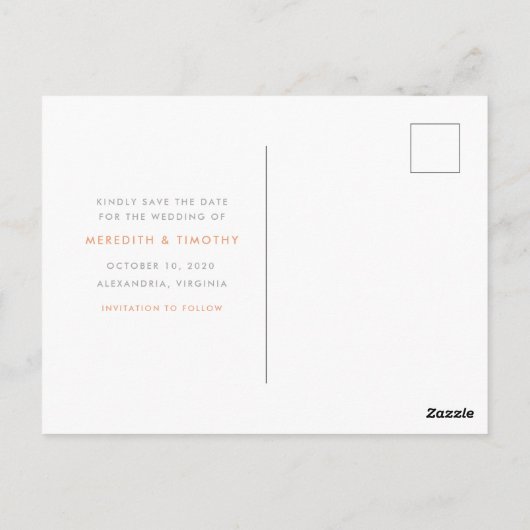 Handgeschriebenes Rose Gold Foto Save the Date Postkarte (Rückseite)