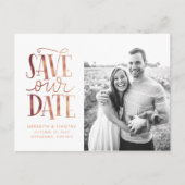 Handgeschriebenes Rose Gold Foto Save the Date Postkarte (Vorderseite)