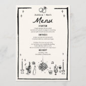 Handgeschriebenes Schwarz-weißes Menü für Hochzeit Menükarte (Vorderseite)