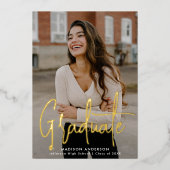 Handgeschriebenes Script 2 Foto Abschluss Folieneinladung (Vorderseite)