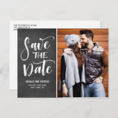 Handgeschriebenes Script-Chalkboard-Foto Save the Ankündigungspostkarte (Vorne/Hinten)