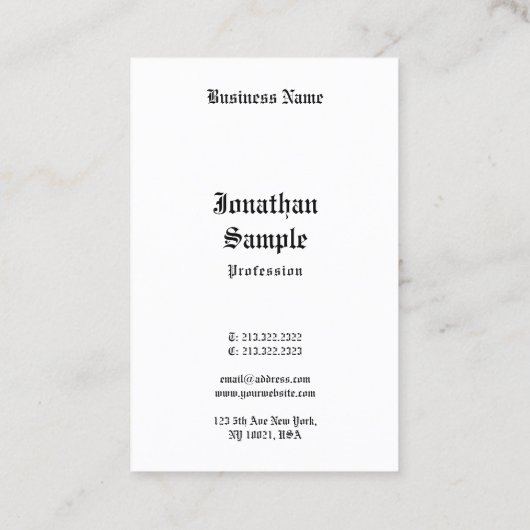 Handgeschriebenes Script Classic Retro Look Schwar Visitenkarte (Rückseite)