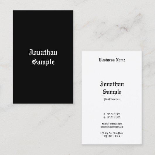 Handgeschriebenes Script Classic Retro Look Schwar Visitenkarte (Vorne/Hinten)