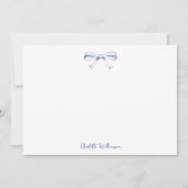 Handgeschriebenes Script Coquette Bow Blue Brautpa Dankeskarte (Vorderseite)