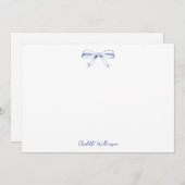 Handgeschriebenes Script Coquette Bow Blue Brautpa Dankeskarte (Vorne/Hinten)