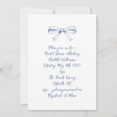 Handgeschriebenes Script Coquette Bow Blue Brautpa Einladung (Vorderseite)