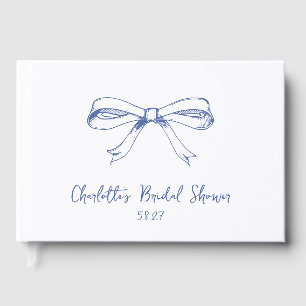 Handgeschriebenes Script Coquette Bow Blue Brautpa Gästebuch