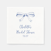 Handgeschriebenes Script Coquette Bow Blue Brautpa