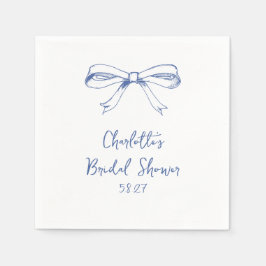 Handgeschriebenes Script Coquette Bow Blue Brautpa Serviette
