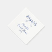 Handgeschriebenes Script Coquette Bow Blue Brautpa Serviette (Ecke)