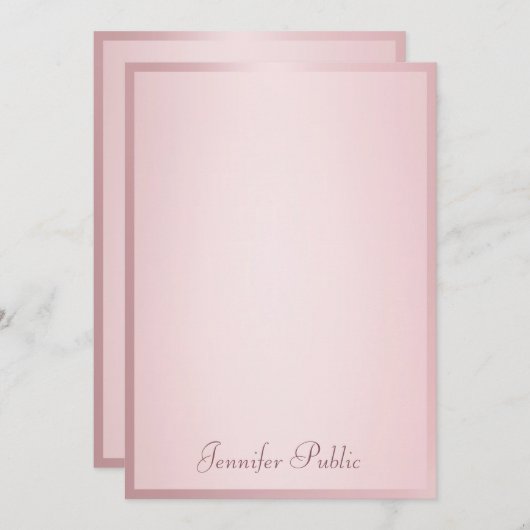 Handgeschriebenes Script Elegante Rose Gold Templa Mitteilungskarte (Vorne/Hinten)