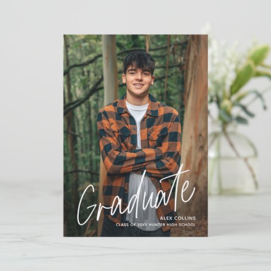 Handgeschriebenes Script-Foto-Abschluss Ankündigung (Stehend Vorderseite)