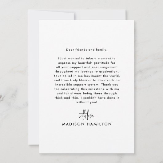 Handgeschriebenes Script-Foto-Abschluss Dankeskarte (Rückseite)