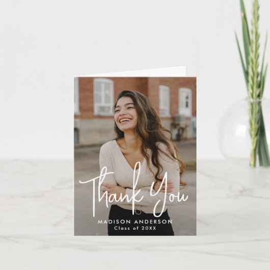 Handgeschriebenes Script-Foto-Abschluss Dankeskarte (Vorderseite)