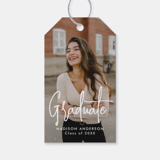 Handgeschriebenes Script-Foto-Abschluss Geschenkanhänger (Vorderseite)