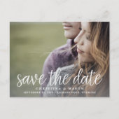 Handgeschriebenes Script | FOTO SAVE THE DATE Ankündigungspostkarte (Vorderseite)