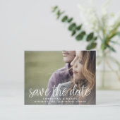 Handgeschriebenes Script | FOTO SAVE THE DATE Ankündigungspostkarte (Stehend Vorderseite)