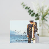 Handgeschriebenes Script-Foto Save the Date Postka Postkarte (Stehend Vorderseite)