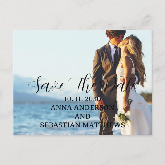 Handgeschriebenes Script-Foto Save the Date Postka Postkarte (Vorderseite)