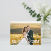 Handgeschriebenes Script-Foto Save the Date Postka Postkarte (Stehend Vorderseite)