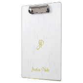 Handgeschriebenes Script Gold Monogram Elegant Mar Klemmbrett (Links)