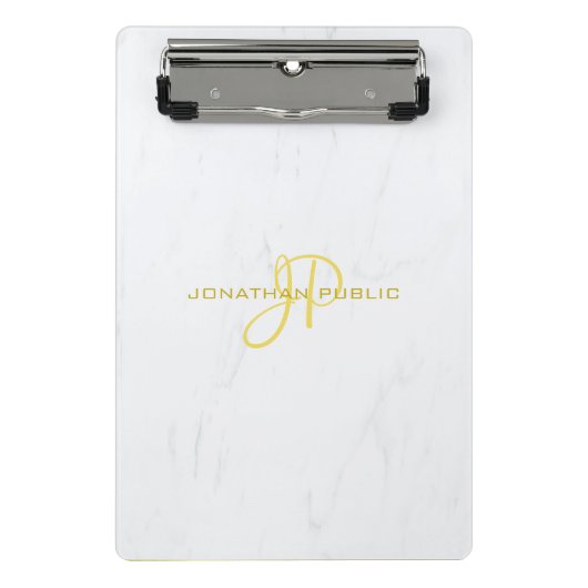 Handgeschriebenes Script Gold Monogram Elegant Mar Mini Klemmbrett (Vorderseite)