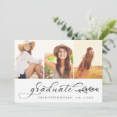 Handgeschriebenes Script Graduate 3 FotoCollage Ankündigung (Stehend Vorderseite)