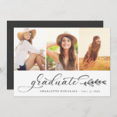 Handgeschriebenes Script Graduate 3 FotoCollage Ankündigung (Vorne/Hinten)